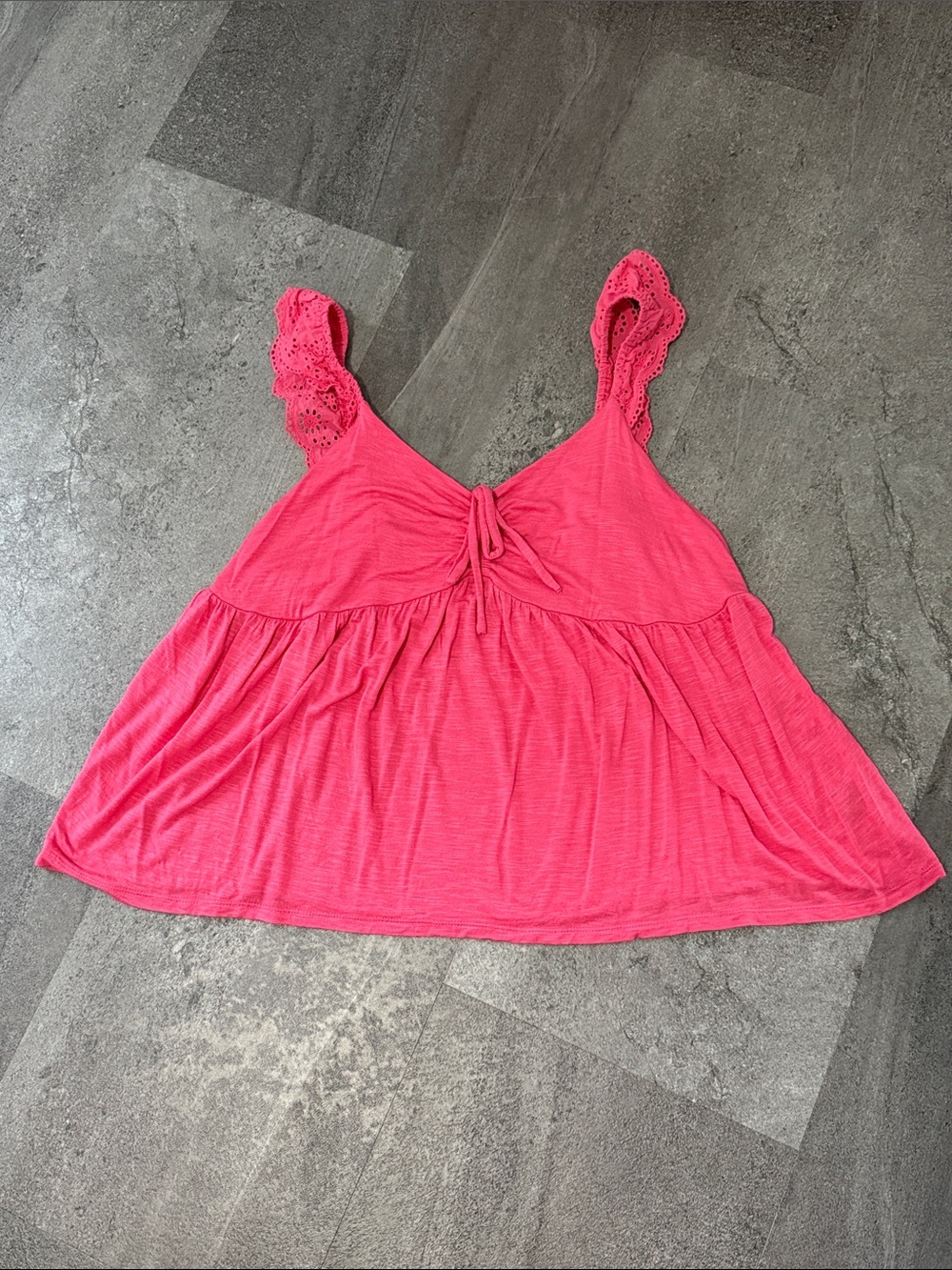 torrid Hot Pink Tie-Front Eyelet Strap Tank